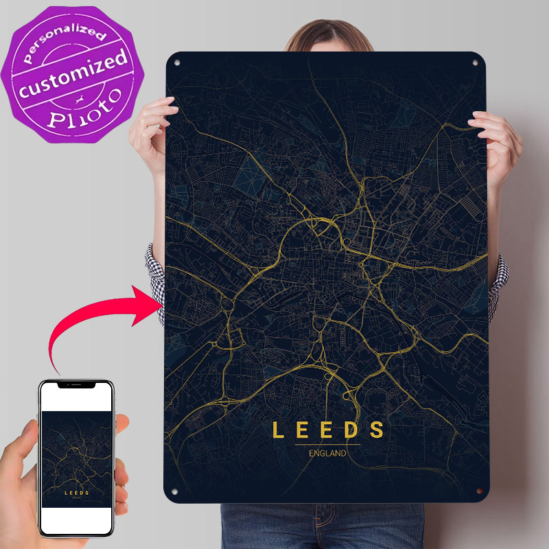 Retro Gaming Leeds - Mapa de Leeds, Inglaterra, Arte Impreso