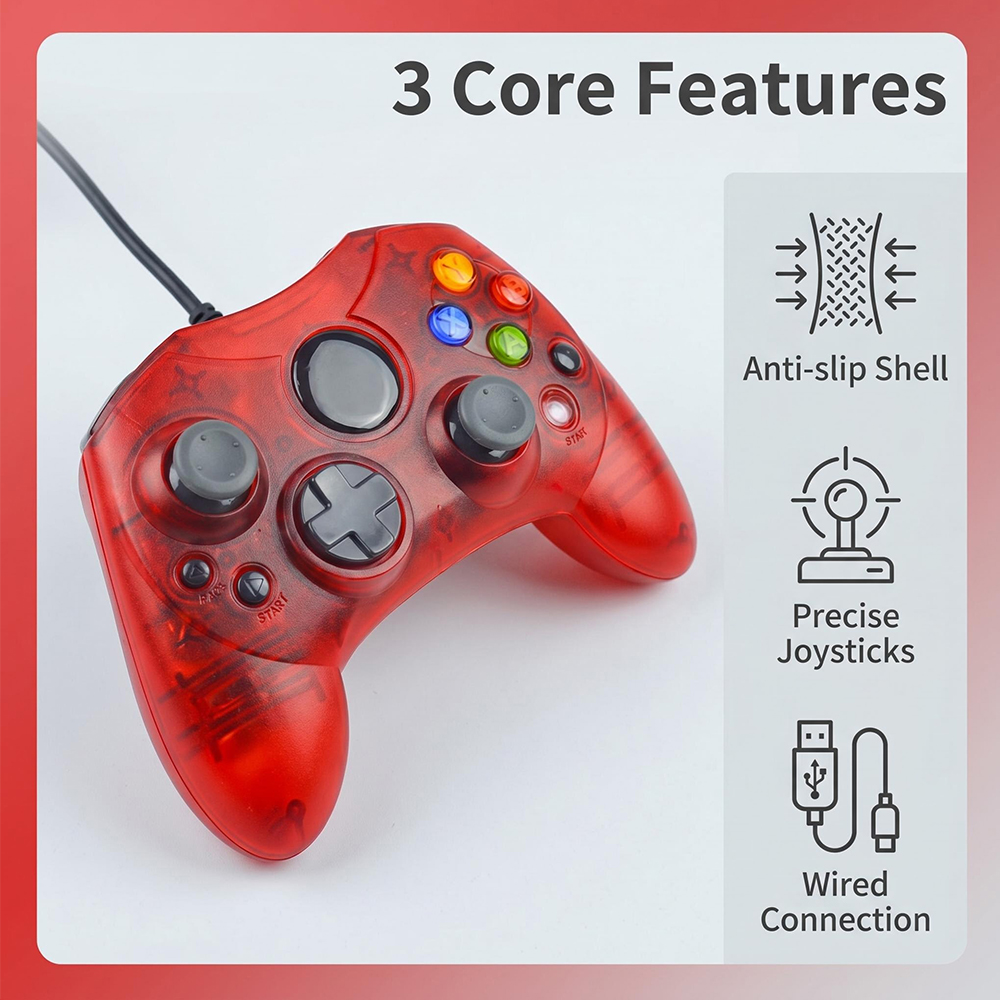 Retro Gaming Xbox - Controlador de Juego con Cable -