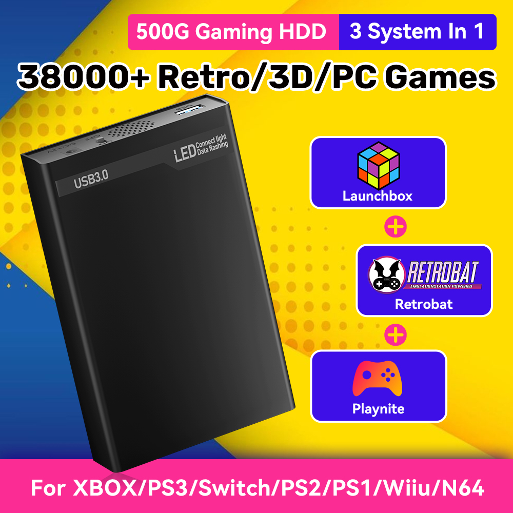 Retro Gaming Xbox - Disco duro de juego portátil Mix500G
