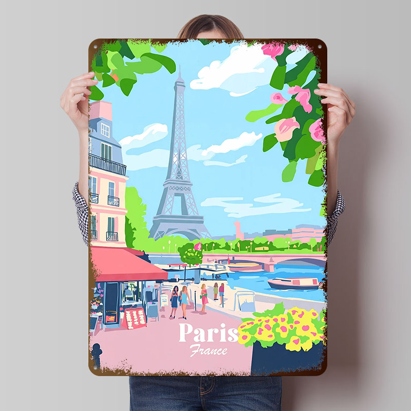 Retro Gaming Paris - Póster de París, Francia, Letreros Metálicos