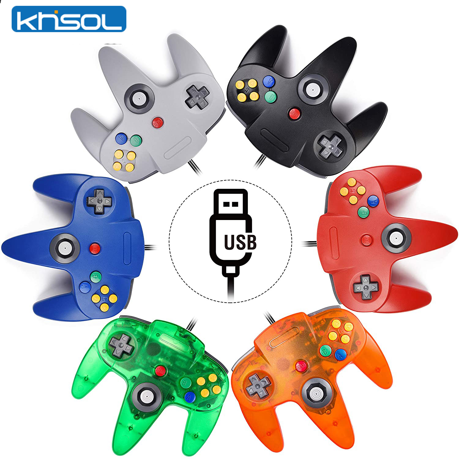 Retro Gaming Com - Controlador N64 clásico USB con cable