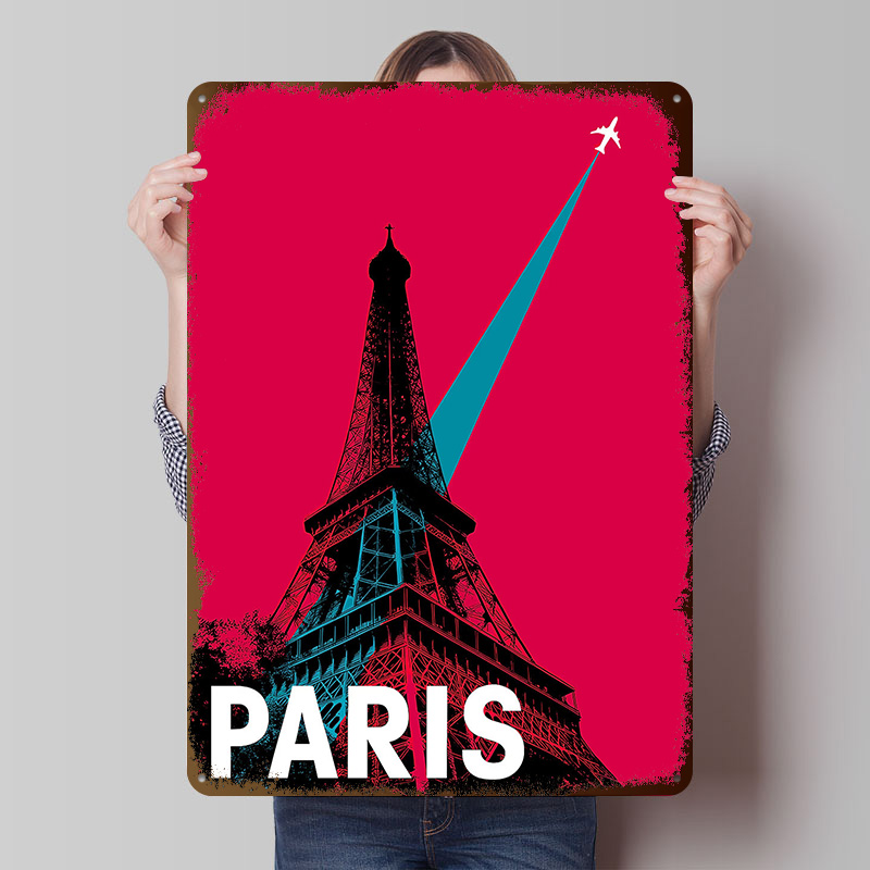 Retro Gaming Paris - Póster de Metal de viaje de