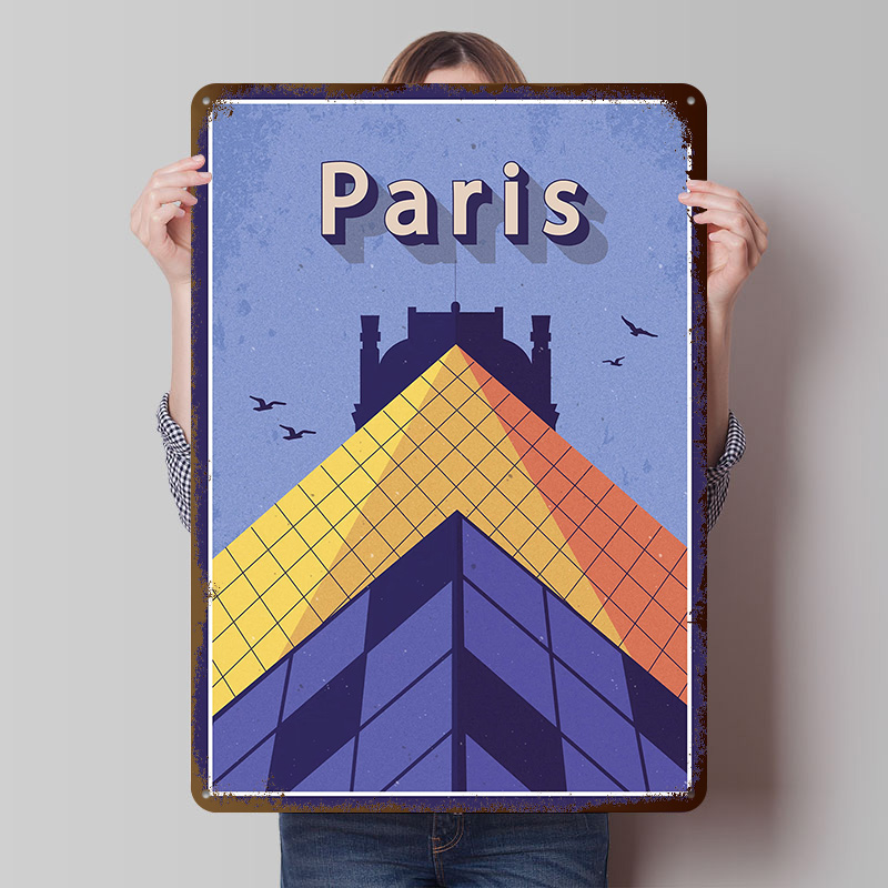 Retro Gaming Paris - Póster Metálico de Viaje a París,