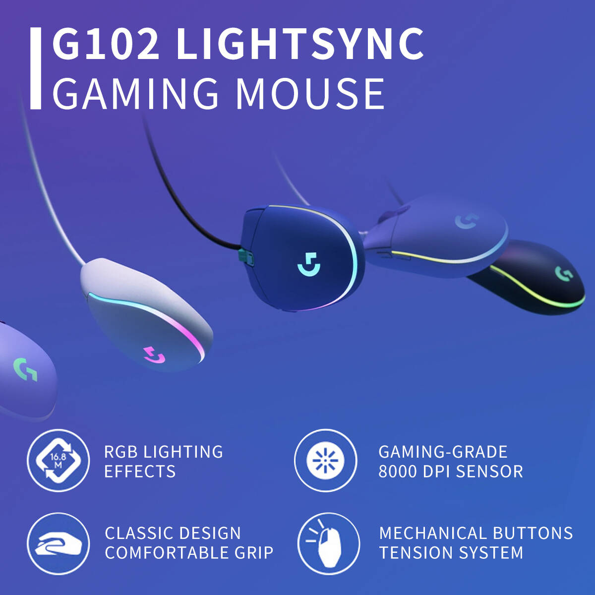 Ratón Logitech G203 G102, Ligh - Logitech Mouse G203 reseña y precio