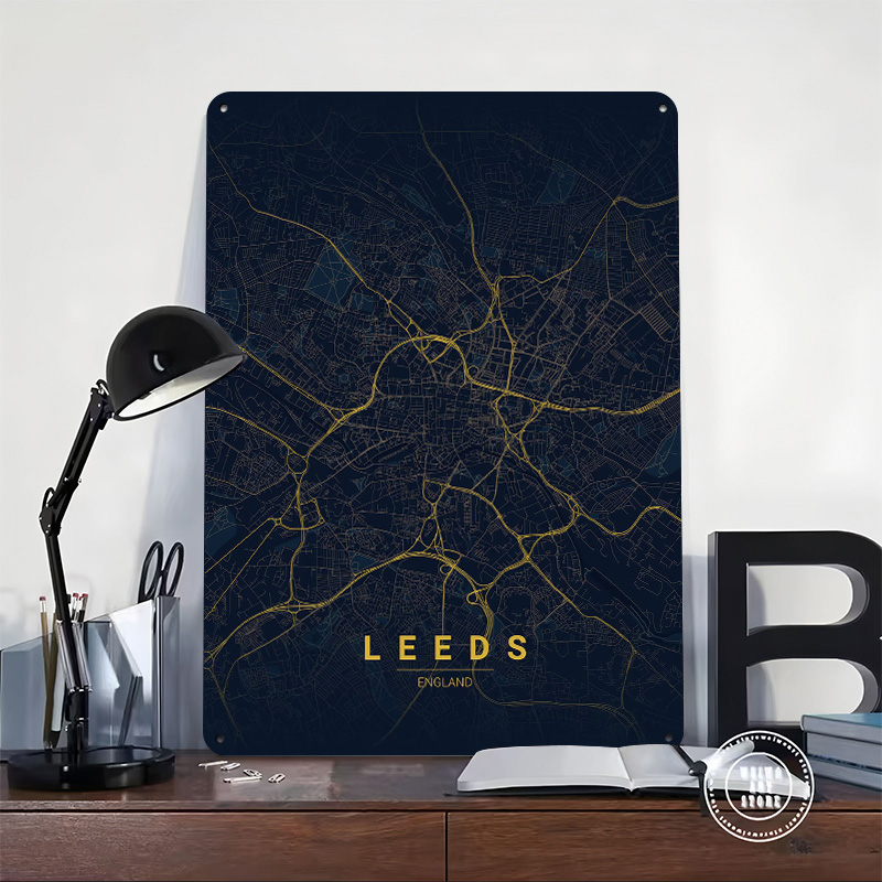 Mapa de Leeds, Inglaterra, Art - Retro Gaming Leeds reseña y precio